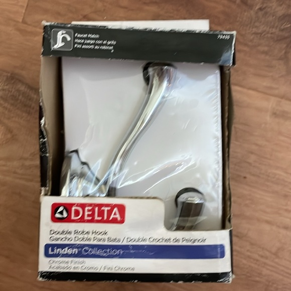 NIB Chrome Double Robe Hook, DELTA Linden Collection, Many Accessories Available - Picture 3 of 7